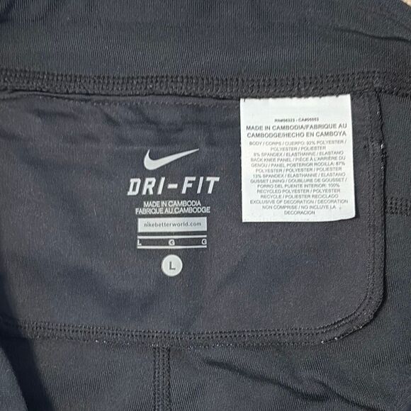 Nike Dri-fit Running Black Leggings Tights Ankle Zip Large - Picture 3 of 7